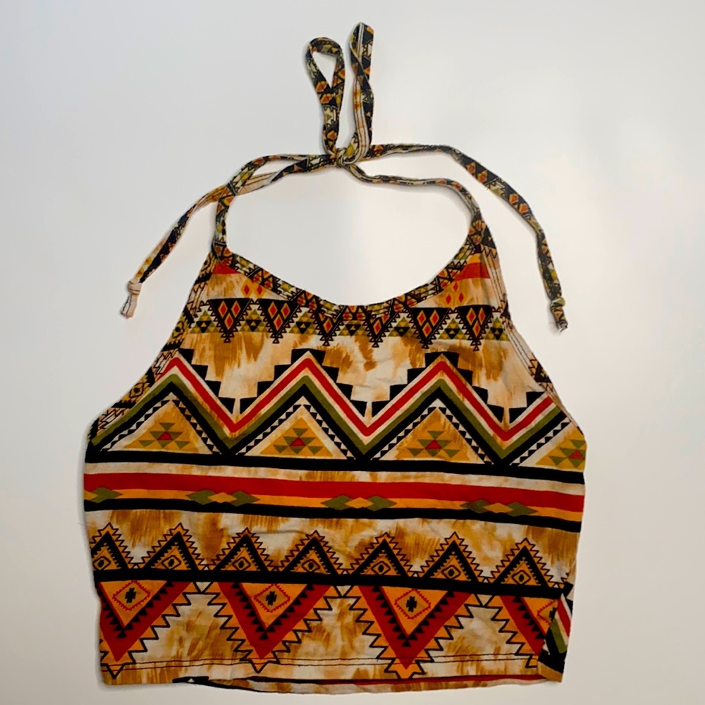 Tribal Cropped halter Top | boho | S